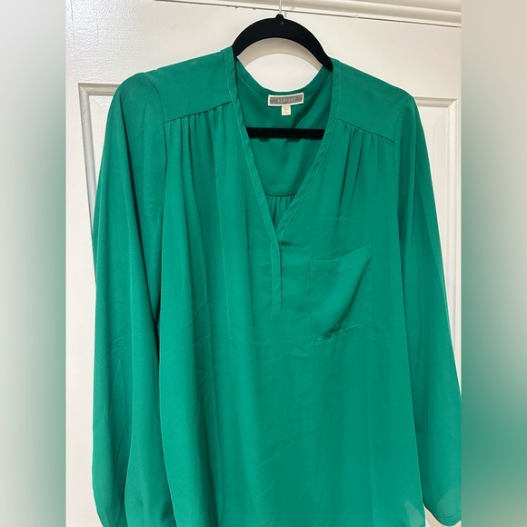 Pleione long sleeve pull on work chic crayon green blouse top - Picture 6 of 10